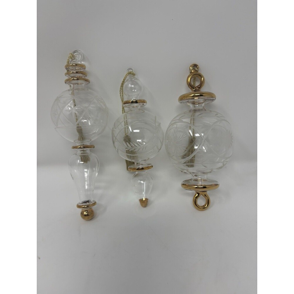 Vintage MARQUIS WATERFORD Ornaments Set Of 3 Clear Glass 2004 and 2003 series